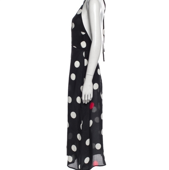 Réalisation Par Jeet Black White Red Polka Dot Backless Silk Dress Size S. . - Picture 4 of 16